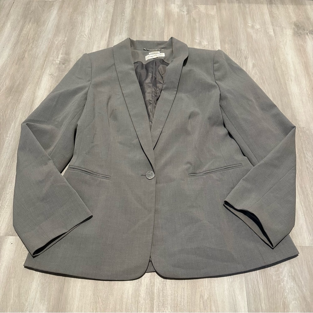 Calvin Klein Gray Lined Blazer Jacket Sz 14